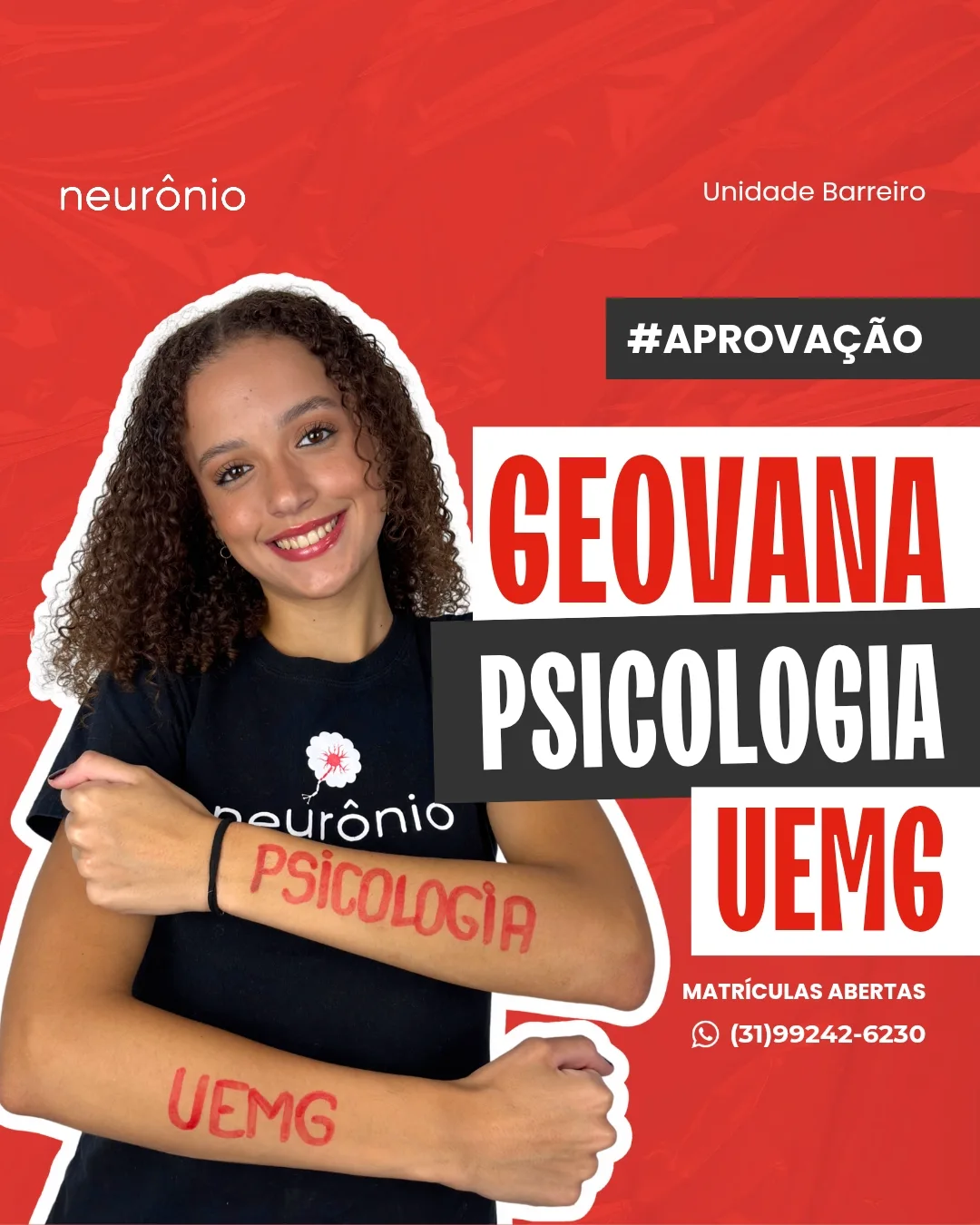 A GEOVANA AGORA FAZ PSICOLOGIA NA UEMG! 😁PARABÉNS, GI! Toda a sua dedicação e esforço valeram