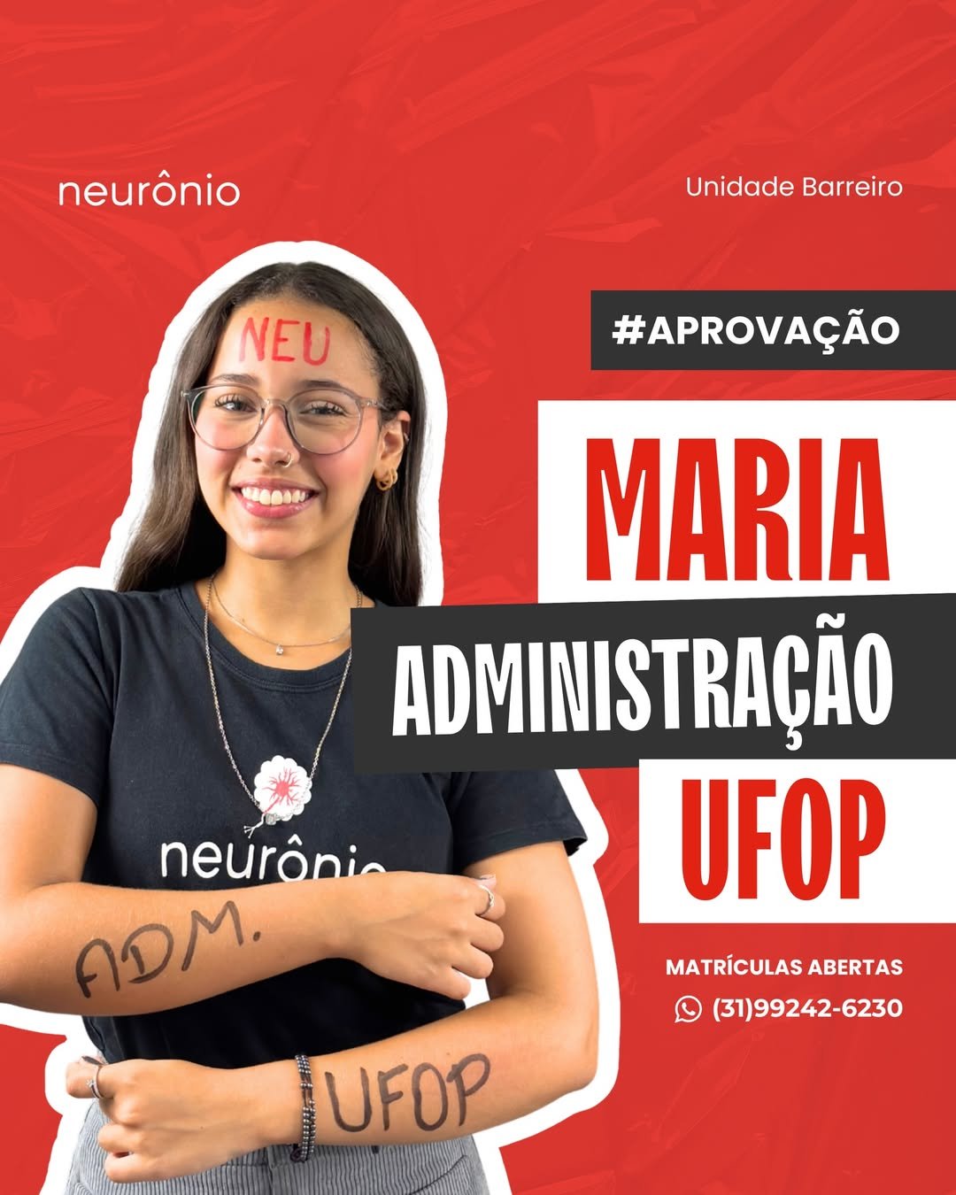 A Maria Antônia é ADM na UFOP! 😍🌟Parabéns @mariantonialeao , o time Neu deseja que você tenha