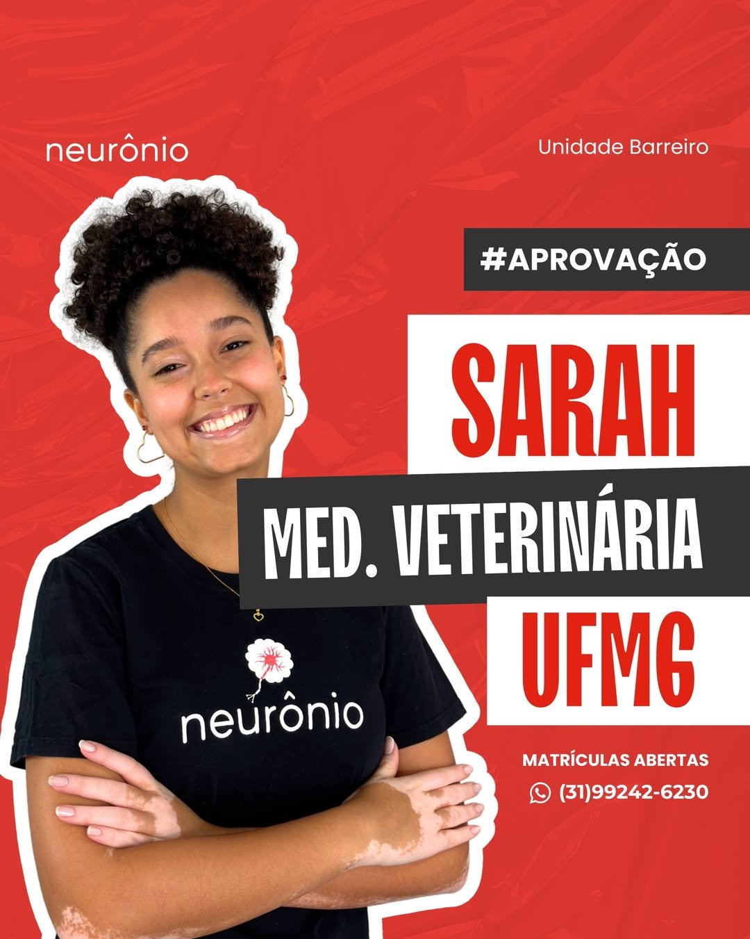 Nossa Sarah é MED VETERINÁRIA UFMG 2026 ❤️🌟Sarinha, que felicidade por essa conquista! A gente